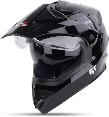 6. Steelbird GT Off Road ISI Certified Motocross Double Visor Full Face Helmet Outer Clear Visor and Inner Smoke Sun Shield