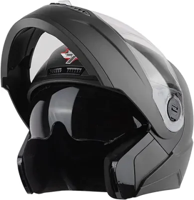 13. Steelbird SBA-7 7Wings ISI Certified Flip-Up Helmet for Men and Women with Inner Smoke Sun Shield (Medium 580 MM, Dashing Black)