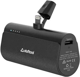 5. Stuffcool Snap 5000mAh Super Compact Lightning Power Bank with 20W PD Output, Charges Any iPhone 50% in 30 mins, Compatible with All iPhones, iPads, Airpods (Black)