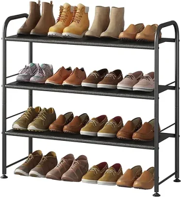 INGIORDAR Shoe Rack Organizer 5 Tier Metal Organizer Shelf with Industrial  MDF Board and Layer Fabric for Entryway Closet Bedroom Living Room