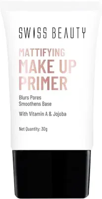 15. Swiss Beauty Mattifying Makeup Primer | Oil-Free Shine | Minimises Pores | Long-Lasting Base | All skin Types, 30gm