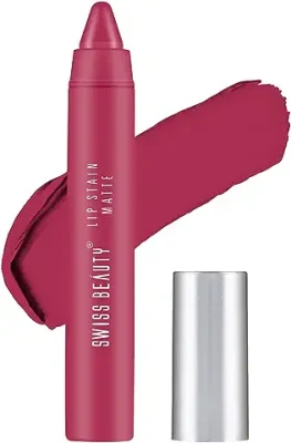 Swiss Beauty Stain Matte Lipstick | Long Lasting, Hydrating & Lightweight Lipstick | Lush Pink, 3.4gm