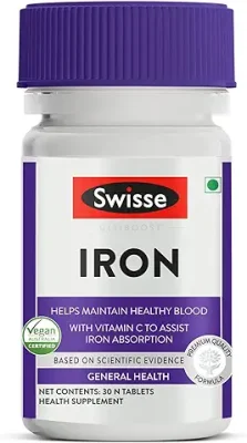 4. Swisse Iron Supplement with Vitamin C & Vitamin B12-30 Tablets