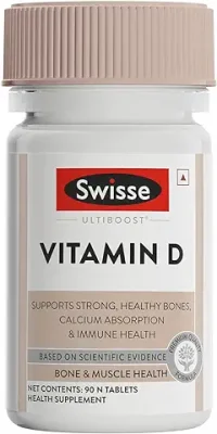 11. Swisse Vitamin D - 100% RDA of Vitamin D3 (Manufactured In Australia, Internationally Proven Formula) High Absorption Vitamin D3 For Healthy Bones, Immunity & Strong Muscles (90 Tablets)