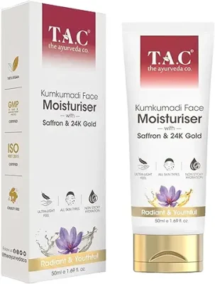 13. TAC - The Ayurveda Co. Kumkumadi Face Moisturiser For Dry & Oily Skin, Lightweight, Non-Sticky for Intense Moisturisation, 50ml