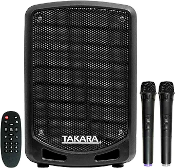 2. Takara T-7106 a Karaoke Speaker 6.5 Inch Portable Multimedia Bluetooth, with Recording, USB, PA System with 2 Wireless Mic, FM
