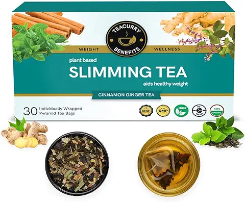 1. TEACURRY Slimming Tea For Weight Loss - 30 Tea Bags, 1 Month Pack | Free Diet Chart | Lose Weight, Reduce Tummy, Prevent Ageing | Weight Loss Green Tea, 60 Grams
