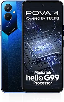 5. Tecno POVA 4 (Cryolite Blue,8GB RAM,128GB Storage)| Helio G99 Processor | 6000mAh Battery 18W Charger Included | 50MP Rear Camera