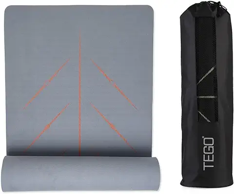 5. TEGO CORE Yoga Mat with GuideAlign - Extra Large, Extra 8mm thick, Comes with Yoga Mat Holder Bag 72x26 Inch-Exercise, Anti Slip, Grippy for men,women,kids… (26 x 78 Inches, Grey Brick)