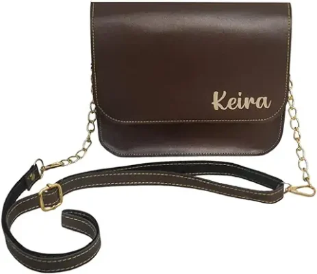 9. The Bling Stores Personalized PU Leather Woman Chain Sling Bag With Your Name on it. Best Gift For Birthday