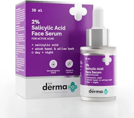 11. The Derma Co 2% Salicylic Acid Serum with Witch Hazel & Willow Bark for Active Acne - 30 ml