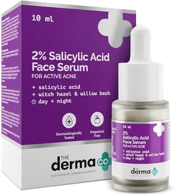 8. The Derma Co 2% Salicylic Acid Serum with Witch Hazel & Willow Bark for Active Acne - 10ml