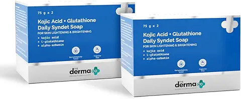 15. The Derma Co Kojic Acid + Glutathione Daily Syndet Soap with Kojic Acid, L-Glutathione & Alpha-Arbutin for Skin Lightening & Brightening - Pack of 2