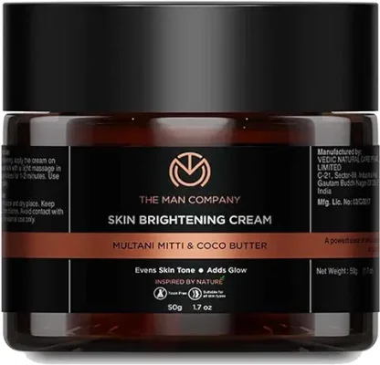 8. The Man Company Skin Brightening Cream - 50gm for Glowing Radiant Skin | Enriched with Multani Mitti, Coco Butter, Hyaluronic Acid | Reduces Acne & Dark Spots Naturally