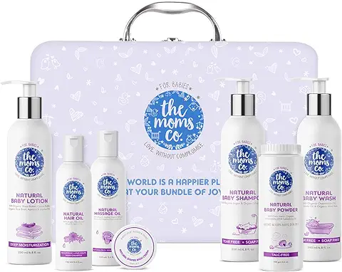 10. The Moms Co. Everything for Baby with Suitcase Gift Box and 7 Skin and Hair Care New born Baby Gifts