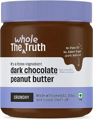 8. The Whole Truth - Dark Chocolate Peanut Butter | 325 g | Crunchy | No Added Sugar | High Protein | No Artificial Sweeteners | No Palm Oil | Vegan | Gluten Free | No Preservatives | 100% Natural