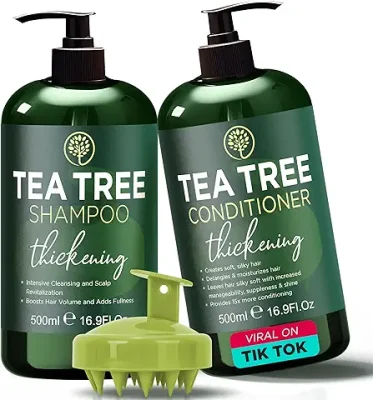6. Thickening Tea Tree Shampoo & Conditioner Set for Itchy Scalp