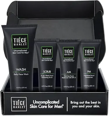 9. Tiege Hanley Mens Skin Care Set, Essential Skin Care Routine for Men (System Level 1) - Face Wash Kit for Fines Lines & Wrinkles - Men's Skincare Set Includes Face Wash, Facial Scrub, & Moisturizer