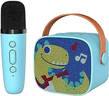 12. Tiyahi Karaoke Machine for Kids, Portable Bluetooth Speaker with Wireless Microphone (Dino Blue)