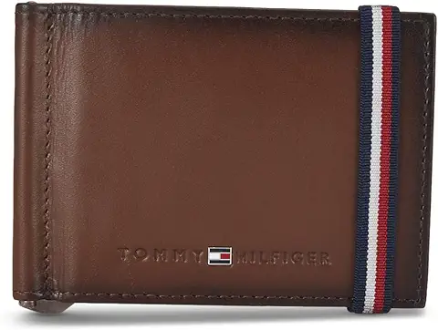 2. Tommy Hilfiger Damion Leather Moneyclip Wallet for Men - Tan, 6 Card Slots