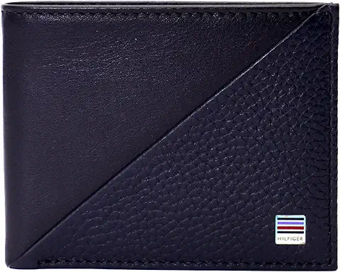 13. Tommy Hilfiger Erick Leather Slimfold Wallet for Men - Navy, 8 Card Slots