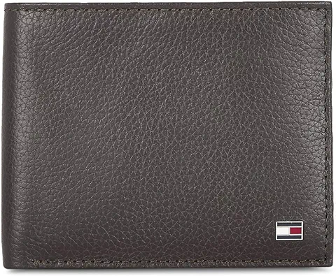 9. Tommy Hilfiger Felix Leather Global Coin Wallet for Men - Brown, 4 Card Slots
