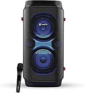 15. Toreto Party Box Wireless Bluetooth Party Speaker| 70Watt Signature Deep Bass| Dynamic Running RGB Light| Digital Karaoke Mic| Guitar Connectivity| Multiple Control| Remote Black(Party -70 TOR-365)