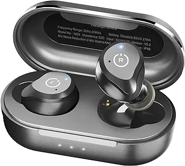 10. TOZO NC9 Hybrid Active Noise Cancelling Wireless Earbuds,in Ear Headphones IPX6 Waterproof Bluetooth 5.3 Stereo Earphones, Immersive Sound Premium Deep Bass Headset, Black