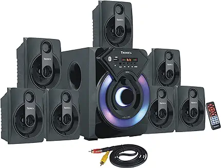 2. TRONICA Series 7.1 Channel Home Theatre System - Bluetooth, USB,FM, SD, RCA Inputs,AUX, LED TV Supported 4 Inch Active Subwoofer, 3” Passive Radiator, Vivid Lights, Wireless Remote