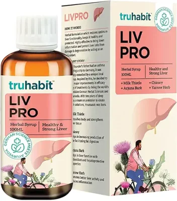 9. TruHabit Livpro Milk Thistle Liver Detox - Herbal Liver Tonic Syrup, Arjuna Bark, Chicory & Yarrow; AYUSH Ministry Certified Milk Thistle Supplement for Liver Care, Liver Detox & Support (100 ml)