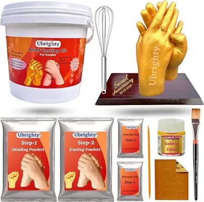 10. Ubrighty Hand Casting Kit - for Couples, Baby, Husband, Parents, Spacial Anniversary, Birthday Gift, 3D Moulding Powder for Hand, Foot, Molding Clay, Hand Mould Kit for Couple (Full Couple KIT)
