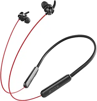 6. UN1QUE Wireless Earphones Bluetooth Neckband - 24 Hours Playtime, Adjust EQ for Bombastic Bass, Magnetic Instant Connection, 20 Mins Charge - Lightweight Ergonomic Neckband with Mic, Type-C charging, IPX5 Waterproof (Energy Red)