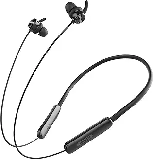10. UN1QUE Wireless Earphones Bluetooth Neckband - 24 Hours Playtime, Adjust EQ for Bombastic Bass, Magnetic Instant Connection, 20 Mins Charge - Lightweight Ergonomic Neckband with Mic, Type-C charging, IPX5 Waterproof (Black)