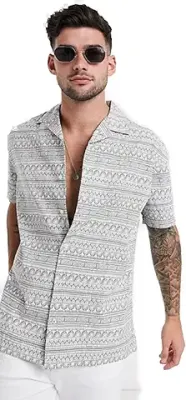 11. UNIBLISS Men's Casual Shirt Printed Rayon Halfsleeve