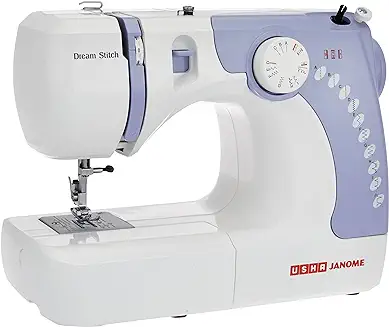 2. Usha Janome Dream Stitch Automatic Zig-Zag Electric Sewing Machine (White and Blue)