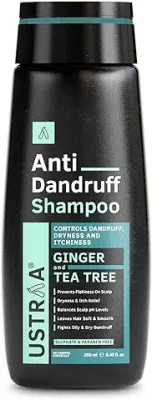 7. Ustraa Anti-Dandruff Shampoo 250ml - With Climbazole, Ginger & Tea Tree Oil, Controls Dandruff, No Sulphates, No Parabens, No Silicone, No Mineral Oil