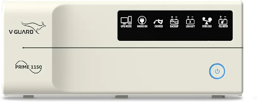 7. V-Guard Prime 1150 Digital Inverter UPS | Inverter for Home | Pure Sine Wave Output | Visual and Audio Indicators | White