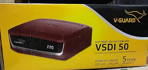 8. V-Guard VSDI 50 Digital Volt. Stab. for Refrigerator (165L to 300L, Red, Cherry)