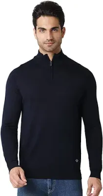 6. Van Heusen Men Merino Wool Regular Fit High Neck Long Sleeve Pullover Sweater