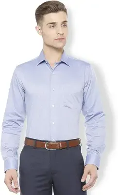 14. Van Heusen Men's Solid Slim fit Formal Shirt (VHSFBSLBK17076_Sky-Purple 40)