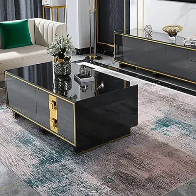 5. Vandana Interiors Dewion Modern Black Tempered Glass Coffee Table