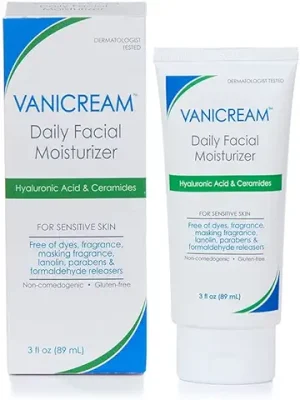 12. Vanicream Daily Facial Moisturizer With Ceramides and Hyaluronic Acid - Formulated Without Common Irritants for Those with Sensitive Skin, 3 fl oz (Pack of 1)