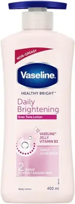 10. Vaseline Healthy Bright, Daily Brightening Daily Moisturizer, 400 ml, for Glowing Skin, with Vitamin B3, Visibly Radiant Skin in 2 Weeks, Lightweight, Non-sticky, Non-Oily Body Lotion, for Dry Skin
