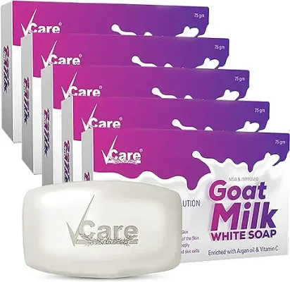 13. VCare Goat Milk Soap For Women & Men with Vitamin C Argan Oil for Deep Exfoliation and provides hydration