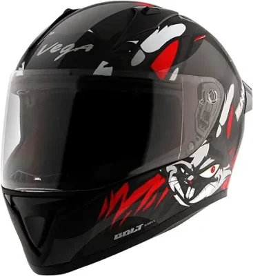 13. Vega Bolt Bunny Full Face Helmet Black Red, Size: L(59-60 cm)