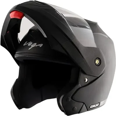 5. Vega Crux ISI Certified Flip-Up Helmet for Men and Women with Clear Visor(Black, Size:M)