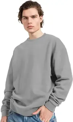 9. Veirdo Cotton Poly Fleece Oversized Fit Full Sleeves Ribbed Black, Grey, Green, Blue & Mustard Solid Sweatshirt for Men