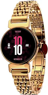6. Vibez by Lifelong Ruby 1.04" AMOLED Smartwatch for Women with Metal Strap, Bluetooth Calling, 60 Hz Always on Display, Voice Assistance, Female Cycle Tracker, IP68, Health Monitor(Gold, VBSW2214)