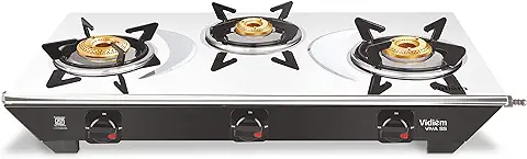 7. Vidiem Gas Stove S3 179 A Viva (Silver & Black) | 3 Burner Stainless Steel | ISI Certified | Manual Ignition | 5 Years Warranty