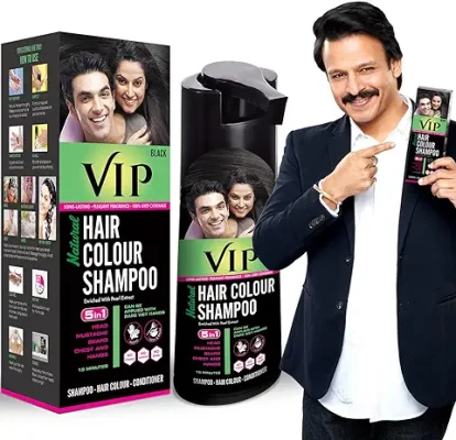 8. VIP HAIR COLOUR SHAMPOO 180ml Black for Men & Women